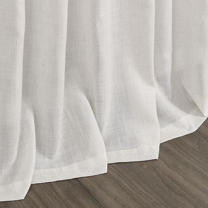 Nanspring Natural Linen Curtains for Living Room 95 Inches Long Rustic Farmhouse Decor Light Filtering Semi Sheer Curtain Back Tab and Rod Pocket Luxury Drapes for Bedroom Office 52x95, 2 Panels