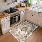 RELEANY Washable Area Rug, Small 2'x3', Beige/Blue/Orange