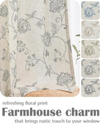 jinchan Linen Curtains Floral Curtains 96 Inch Length for Living Room Bedroom Light Filtering Rod Pocket Back Tab Jacobean Curtains Flax Linen Texture Window Drapes Set 2 Panels Dark Grey on Linen