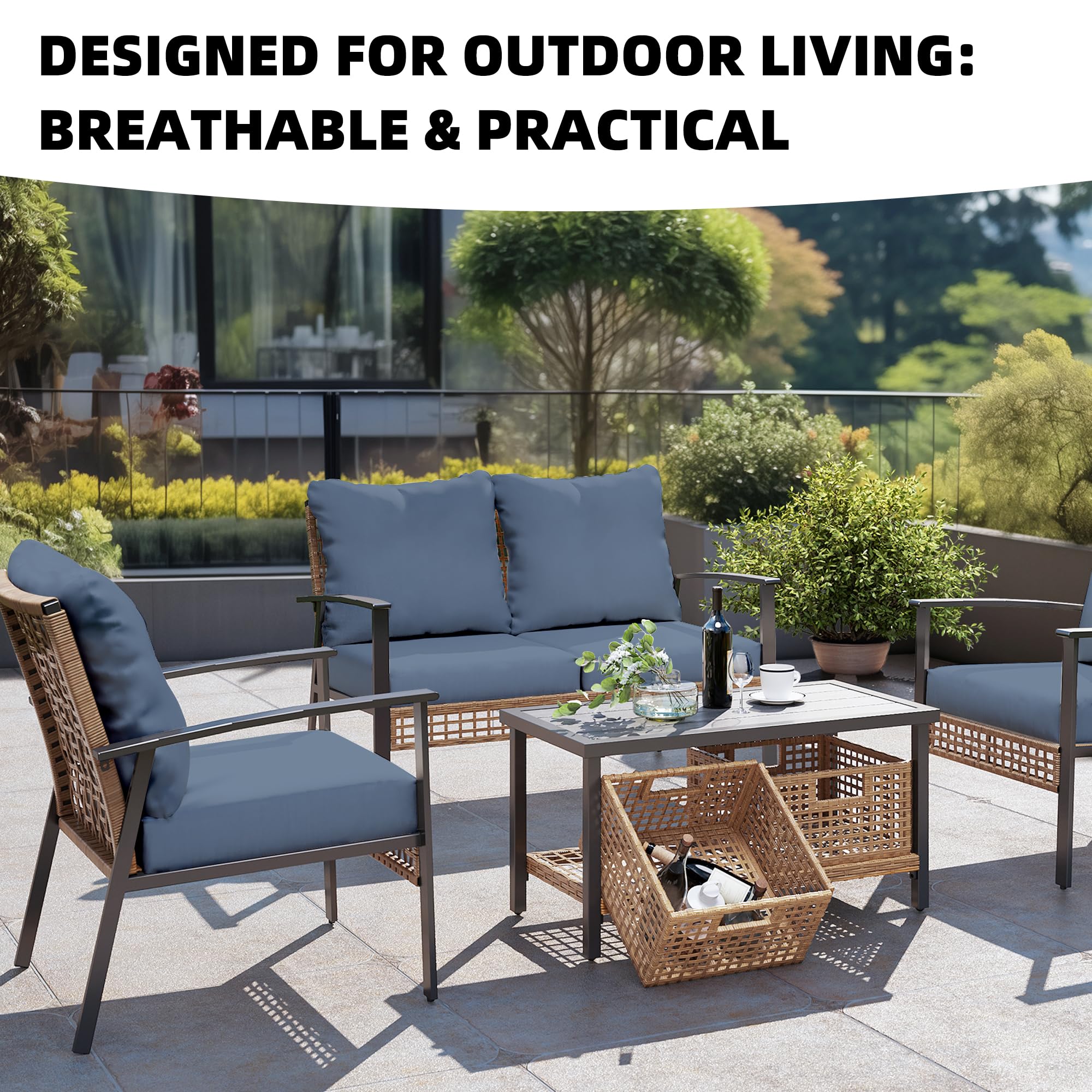DREAHOTEXTIL 8Pcs Outdoor Cushion Covers, Elastic Patio Cushion Covers