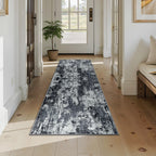RELEANY Washable Runner 2'x7' Abstract Area Rug for Hallway Black White