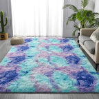 Deerhoo Large Shag Area Rugs 5 x 8, Tie-Dyed Plush Fuzzy Rugs for Living Room, Ultra Soft Fluffy Furry Rug for Bedroom, Indoor Carpet Nursery Rugs for Kids Room Home Decor, Rainbow