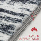 KOZYFLY Modern Abstract Kitchen Runner Rug, 2x6 Washable Rug Runner Non-Slip Soft Striped Hallway Runner Rugs, Black Navy Blue Grey Carpet Runner for Entryway Bathroom Laundry Room Foyer