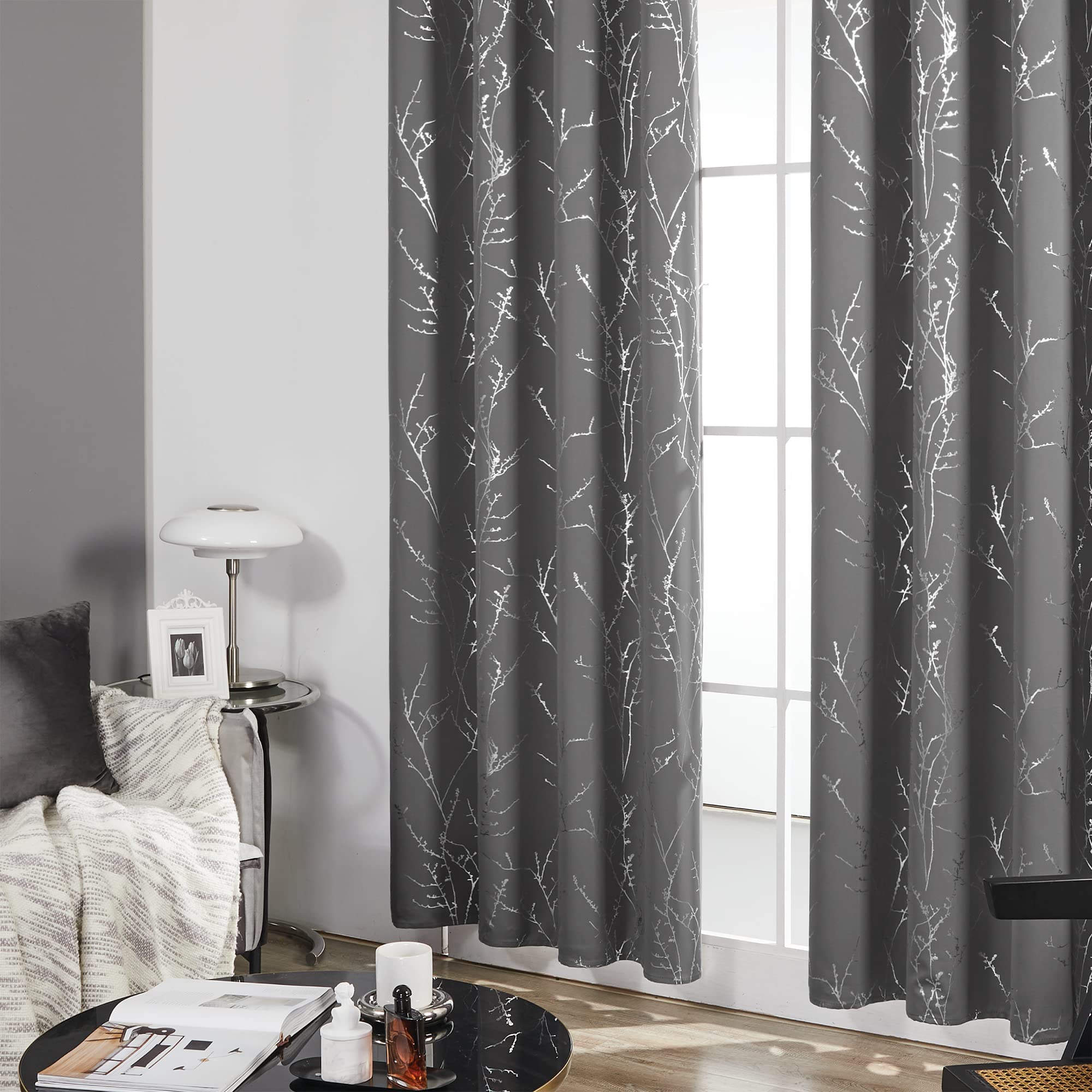 Deconovo Living Room Curtains 63 Inches Long, Blackout Curtains for Bedroom