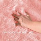 Latepis Big Pink Area Rugs for Living Room 6.7x10 Faux Sheepskin Fur Rug Washable Fluffy Rugs for Bedroom Fuzzy High Pile Plush Rug for Girls Room Luxury Home Decor