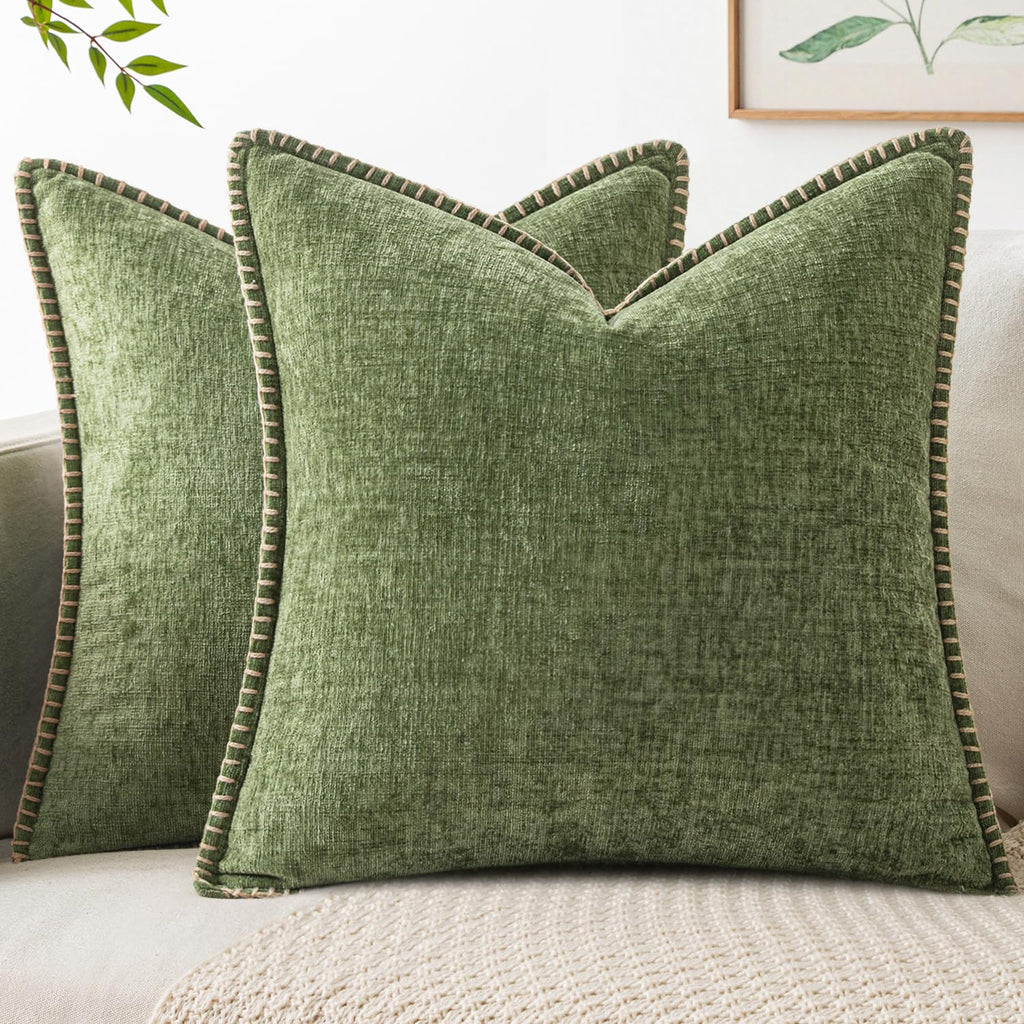 MIULEE Decorative Couch Throw Pillow Covers 18x18 Inch Sage Green 2 Pack