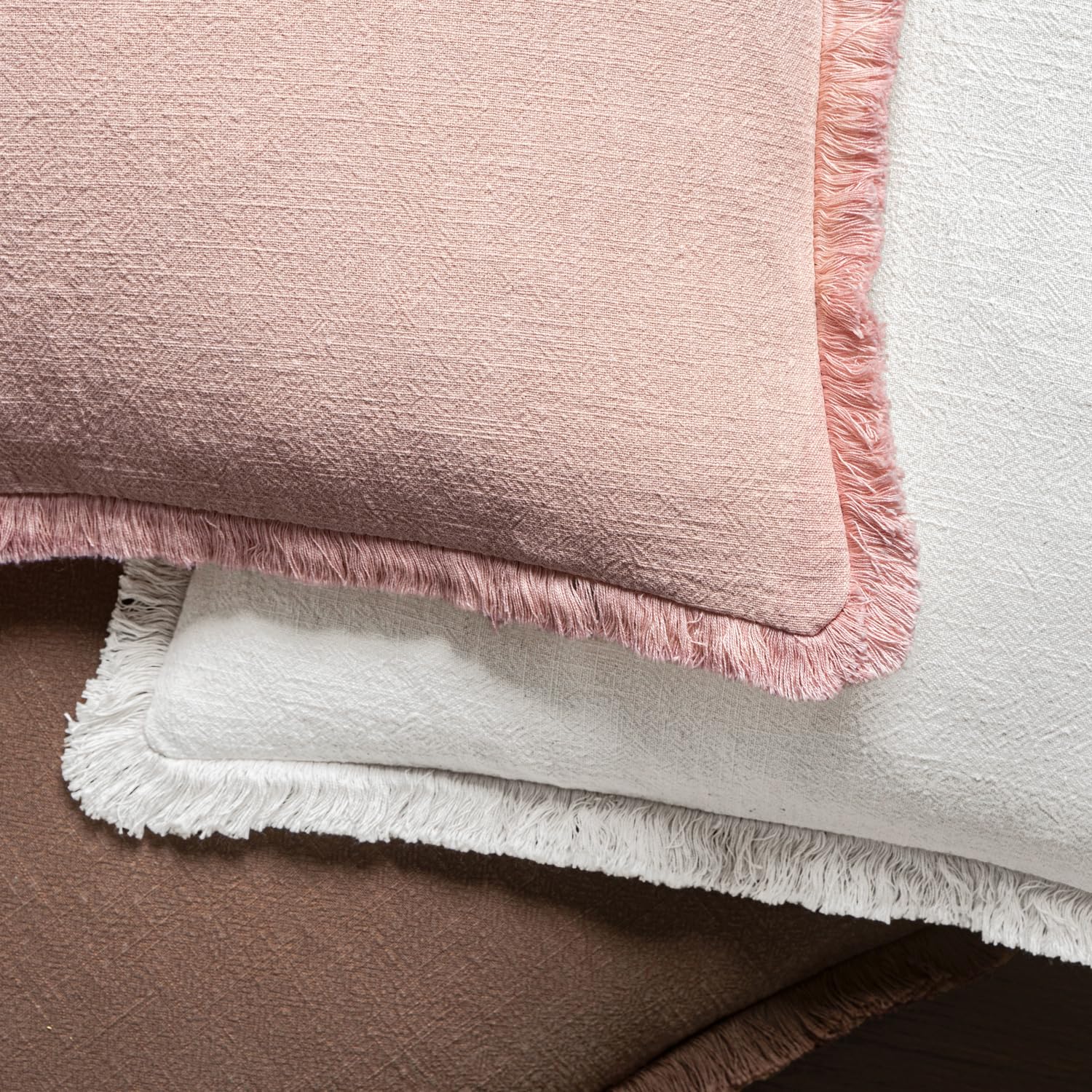 MIULEE Boho Linen Fringe Decorative Throw Pillow Covers White 20x20