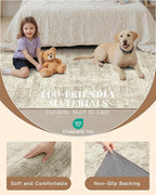 Madane 5x7 Area Rugs for Living Room, Washable Vintage Natural Beige Rug with Non-Slip Backing, Soft Floral Print Throw Rugs Floor Low Pile Carpet for Bedroom Dining Room Farmhouse