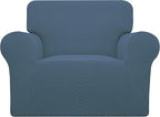 Easy-Going Stretch Oversized Chair Sofa Slipcover 1-Piece Couch Sofa Cover Furniture Protector Soft with Elastic Bottom for Kids Spandex Jacquard Fabric Small Checks Bluestone
