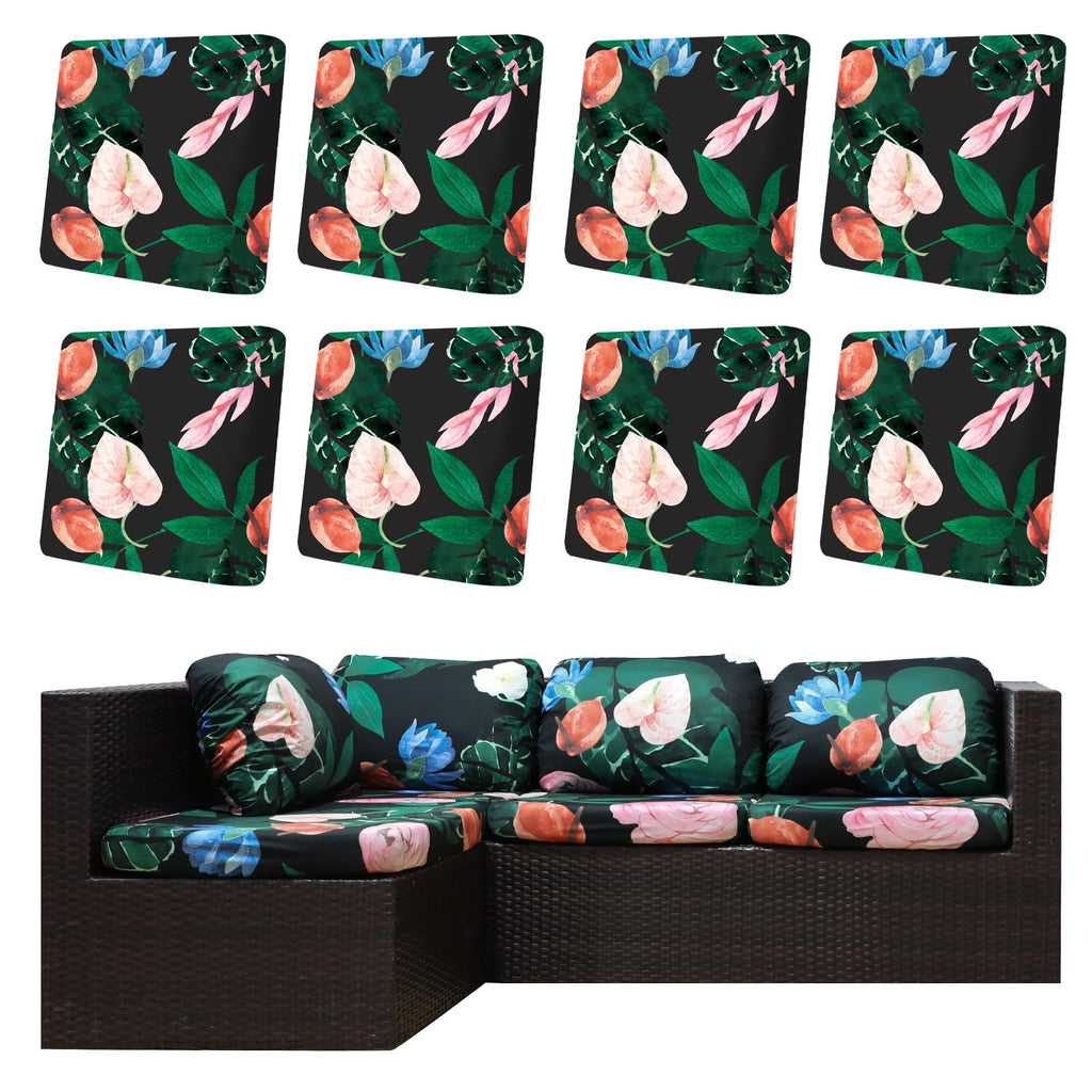 DREAHOTEXTIL 8Pcs Outdoor Cushion Covers, Elastic Patio Cushion Covers