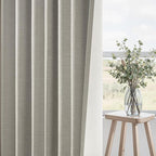 102 inch blackout curtains for Sliding door 2 Panels 100% Blackout Linen texture Window Drapes with Back Tab Rod Pocket Light Blocking Thermal Insulated Curtains for Bedroom Living Room Flax Grey