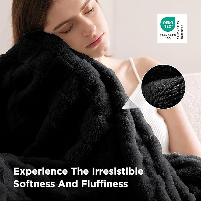Bedsure GentleSoft King Size Blanket for Bed - Super Soft Cozy Blankets for Kids Girls, Large Fuzzy Fleece Throw for Bedroom Decor, Black,108x90 Inches