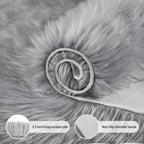 Ciicool Fluffy Area Rug, 4x6 ft Grey Faux Fur Rug for Bedroom Living Room