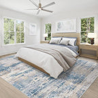 XLUEZ 8x10 Area Rugs for Living Room, Washable Modern Abstract Large Area Rug Neutral Soft Non Slip Kids Rug Stain Resistant Indoor Carpet for Bedroom Nursery Dining Room Playroom(BlueBeige, 8'x10')