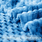 Exclusivo Mezcla Fleece Throw Blanket for Couch, Extra Large Fuzzy Tie-dye Cobalt Blue Bed Blankets, Soft Cozy Plush Sofa Throws for All Seasons, 50x70 Inches