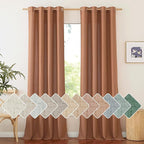 NICETOWN Linen Caramel Curtains 96 inches Long for Living Room, Grommet Thick Flax Linen Privacy Added with Light Filtering Window Treatments for Bedroom, W55 x L96, 2 Panels