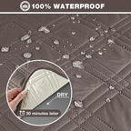 TAOCOCO 100% Waterproof Oversized Loveseat Recliner Cover, Non Slip Split Couch Covers for Reclining Loveseat with Elastic Straps for Kids Pets(Oversized 2 Seater, Taupe)