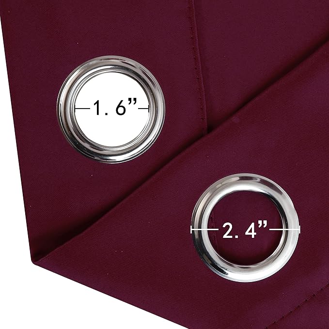LEMOMO Burgundy Red Thermal Blackout Curtains/52 x 54 Inch/Set of 2 Panels Room Darkening Curtains for Bedroom