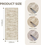 2x5 Rug Runner Washable for Entryway, Soft Bathroom Rugs with Non-Slip Backing, Abstract Low Pile Hallway Runner, Vintage Small Kitchen Carpet for Stair, Laundry Room(2'x5', Brown/Ivory)