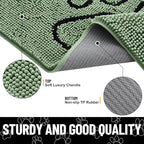 Smiry Dog Door Mat for Muddy Paws, Absorbent Dirt Trapper Non Slip Quick Dry Washable Chenille Mat for Mud Dogs, Entry Rug for Indoor and Outdoor (40x32 Inches, Olive Green and Black)