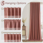 Dusty Rose 100% Blackout Linen Curtains 108 Inch Length 2 Panels Set for Girls Bedroom Back Tab Thermal Insulated Black Out Drapes Room Darkening Farmhouse Style for Bedroom Window Curtains 52x108