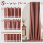 Dusty Rose 100% Blackout Linen Curtains 108 Inch Length 2 Panels Set for Girls Bedroom Back Tab Thermal Insulated Black Out Drapes Room Darkening Farmhouse Style for Bedroom Window Curtains 52x108
