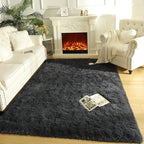 LOCHAS Ultra Soft Indoor Modern Area Rugs Fluffy Living Room Carpets for Children Bedroom Home Decor Nursery Rug 5.3x7.5 Feet, Dark Grey