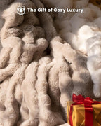 Ultra Soft Cozy Faux Fur Throw Blanket, Fuzzy Plush Thick Bubble Blanket, Oversize Luxury Fluffy Blanket for Couch, Sofa, Bedroom, and Living Room, 50x60 Inches, Light Brown