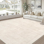 8x10 Area Rugs for Living Room: Vintage Boho Neutral Washable Rug Indoor Soft Large Area Rug Carpet for Bedroom Nursery Farmhouse Dining Room Office Floor Non-Slip Low Pile Under Table Rug Beige