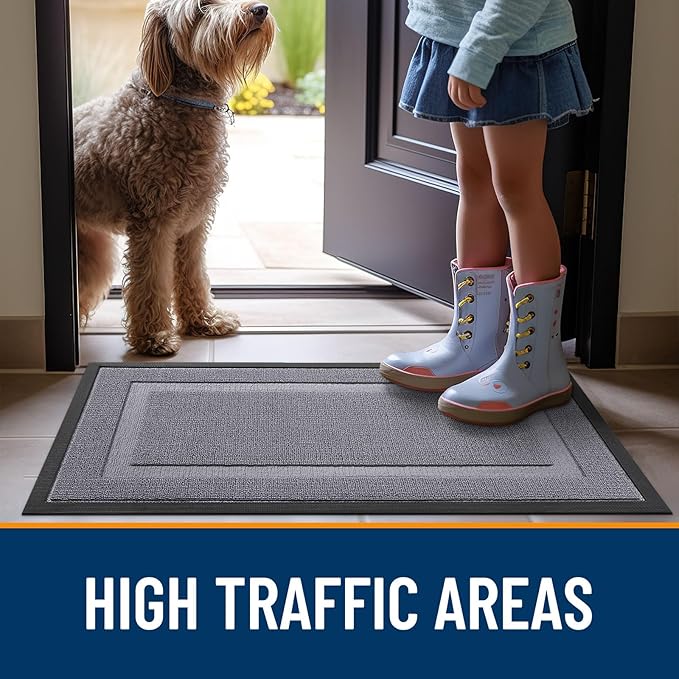 OLANLY Front Door Mat Outside 35x23, All-Season Heavy-Duty Rubber Doormat