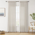 Nanspring Pearl White Linen Curtains 84 Inches Long for Living Room Light Filtering Semi Sheer Curtain Back Tab and Rod Pocket Coastal Decor Elegant Neutral Luxury Drapes for Bedroom 52x84, 2 Panels
