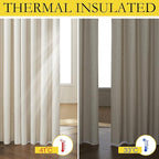 NICETOWN Natural Thick Linen Blend 100% Blackout Curtains 70" Long 2 Panels Set for Bedroom, 34" Wide, Rustic Grommet Thermal Insulated Flax Textured Full Blackout Window Draperies with White Liners