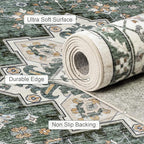 ExpediX 6x9 Area Rugs Living Room: Washable Rug for Bedroom Green Ivory