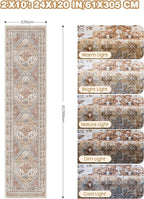 Runner Rug 2x10, Ultra-Thin Kitchen Rugs Non Slip Washable Rugs for Entryway Rug, Kitchen Runner Low Pile Vintage Soft Carpets for Living Room, Bathroom Bedroom (Orange,2'x10')