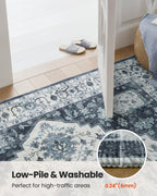AMADA HOMEFURNISHING 9x12 Area Rug, Washable Low-Profile Large Area Rug with Non-Slip Backing & Durable Edge Binding, Vintage Large Rugs for Living Room, Bedroom