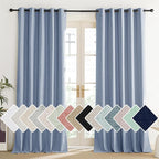 NICETOWN Stone Blue Vintage Linen 100% Blackout Curtains for Living Room, Thermal Insulated Curtains 84" Long, Noise Reducing Window Treatment Drapes for Dining Room, 62" Wide Per Panel, Set of 2