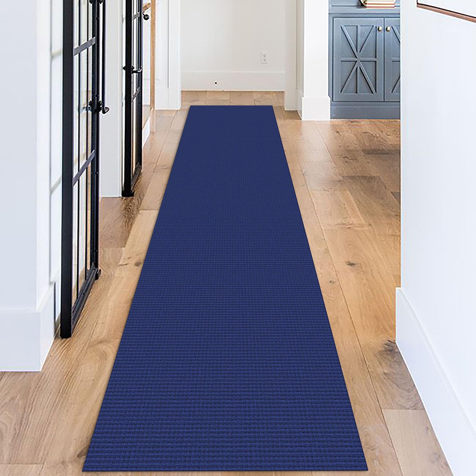 KOZYFLY Long Runners for Hallways 2.6x12 ft Washable Kitchen Runner Non Slip Rubber Backed Hallway Rugs Cotton Entryway Runner Rug Floor Carpet for Indoor Hall, Backdoor, Kitchen, Royal Blue/Navy