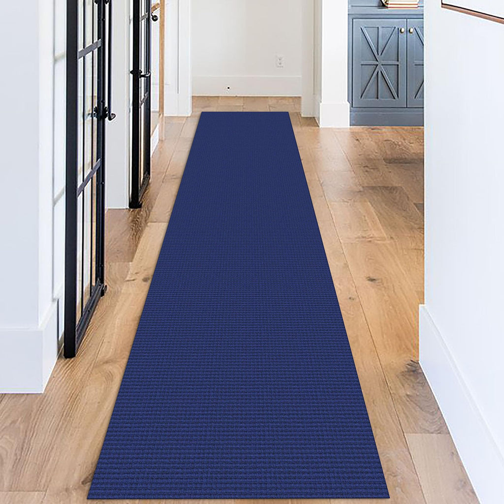KOZYFLY Long Runners for Hallways 2.6x12 ft Washable Kitchen Runner Non Slip Rubber Backed Hallway Rugs Cotton Entryway Runner Rug Floor Carpet for Indoor Hall, Backdoor, Kitchen, Royal Blue/Navy