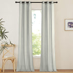 NICETOWN Linen Curtains 96 inches Long for Living Room, Grommet Semi Sheer Drapes Linen Weave Window Treatments Privacy Added with Light Filtering for Bedroom, Gray, W34 x L96, 2 Panels