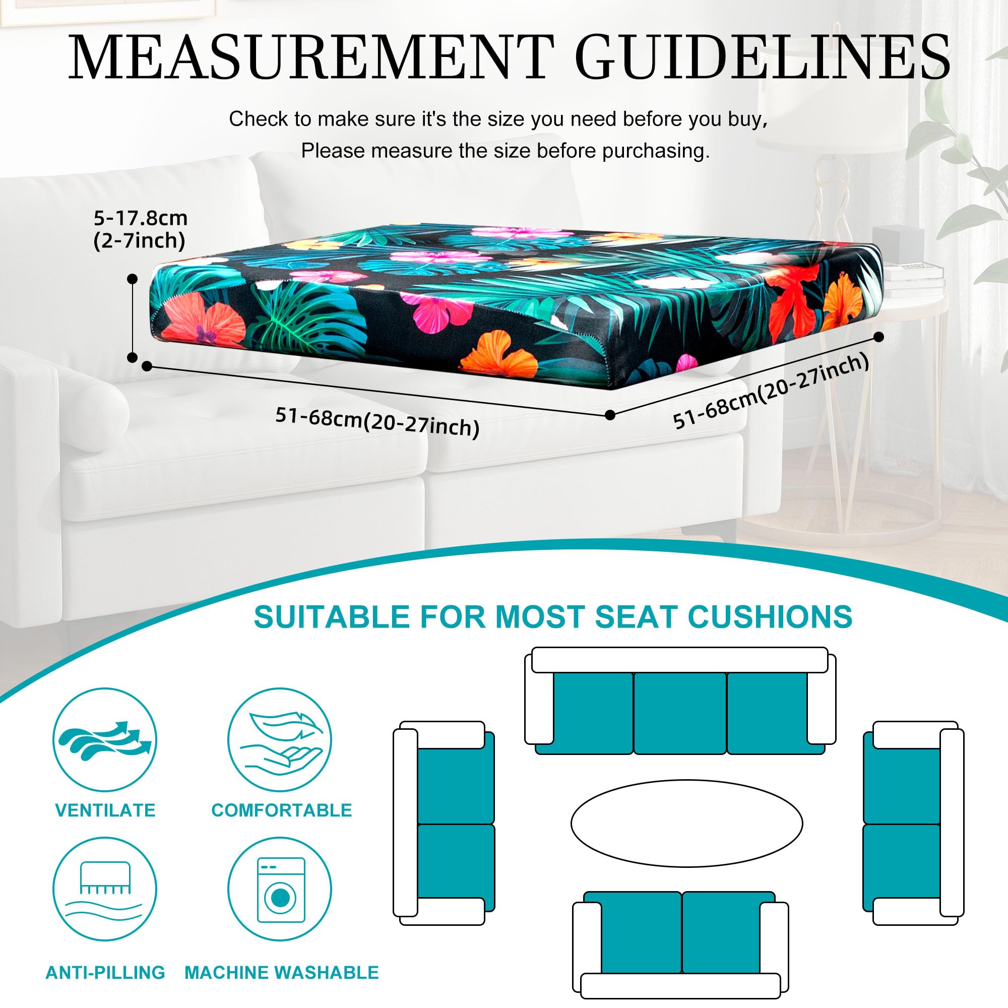 12 Piece Outdoor Cushion Covers, Patio Sofa Cushion Covers, Stretch Fit