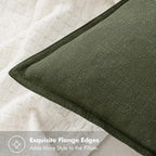 MIULEE Decorative Linen Pillow Covers 18x18 Inch Dark Olive Green