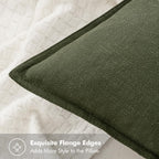 MIULEE Decorative Linen Pillow Covers 18x18 Inch Dark Olive Green