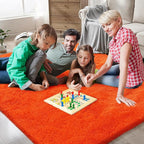 Orange Shag Area Rugs for Bedroom Living Room,6X9 Ultra Soft Fluffy Area Rugs for Dorm, Indoor Carpet Nursery Rugs for Kids Room Home Halloween Decor