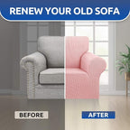 KEKUOU Stretch Chair Sofa Slipcover, Single Couch Cover,Dusty Pink