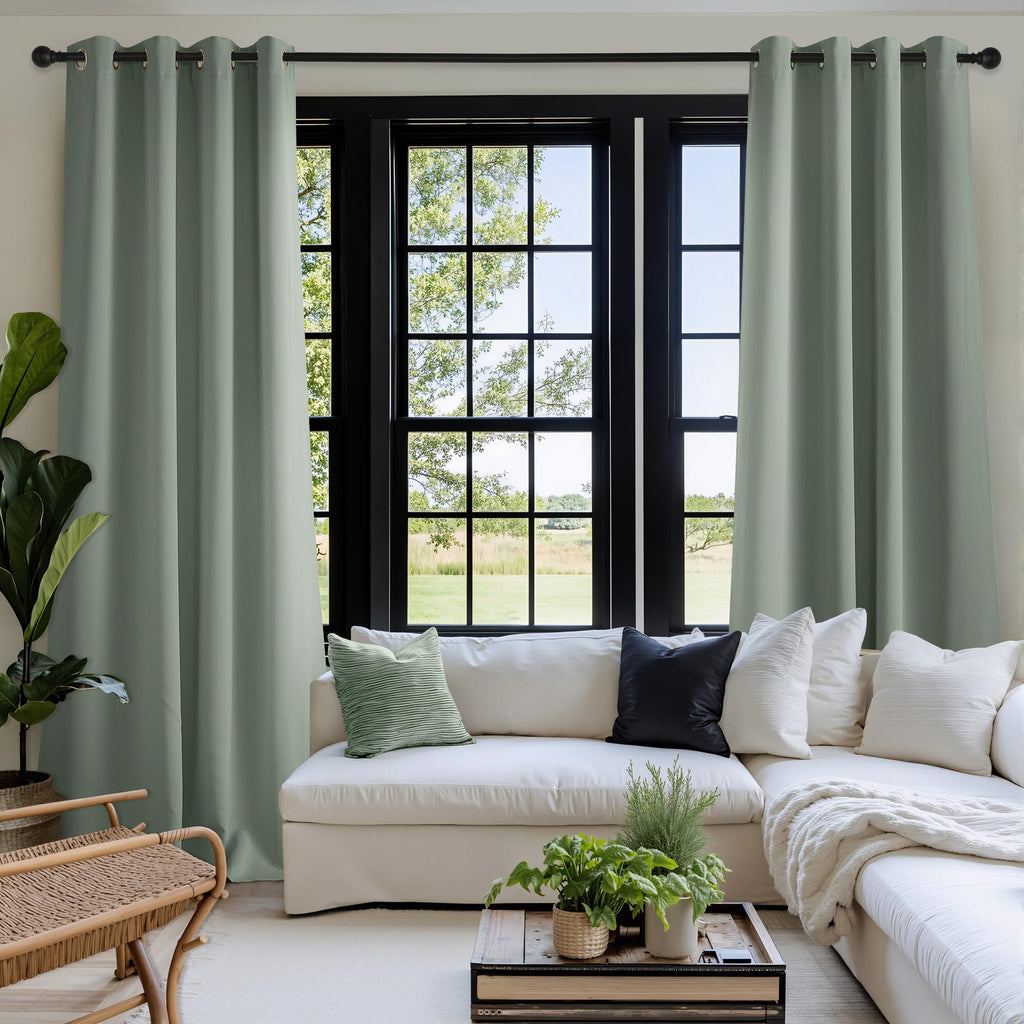 NICETOWN Room Darkening Draperies Curtains Panels, 2 Panels Sage Green W52 x L90