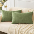 MIULEE Soft Chenille Lumbar Throw Pillow Covers Sage Green 12x20 Pack of 2
