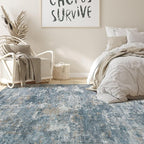 Nakagishi 7x9 Area Rugs Living Room: Washable Abstract Large Neutral Soft Rug Stain Resistant Modern Indoor Floor Non-Slip Carpet for Bedroom Nursery Kids Playroom Office Dining Room Dorm-Blue Brown