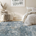 Nakagishi 6x9 Area Rugs Living Room: Washable Abstract Large Neutral Soft Rug Stain Resistant Modern Indoor Floor Non-Slip Carpet for Bedroom Nursery Kids Playroom Office Dining Room Dorm-Blue Brown