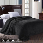 Exclusivo Mezcla Fleece Bed Blanket Twin Size, Super Soft and Warm Blankets for Couch, Sofa and Bed Waffle Textured, Cozy, Fuzzy and Lightweight (Black, 90x66 Inches)