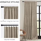 RYB HOME Camel Beige Velvet Curtains 108 inch, Room Darkening Window Curtains with Multiple Hanging Options Heavy Duty Plush Backdrop for Bedroom Guest Room, W52 x L108 inch, 2 Panels